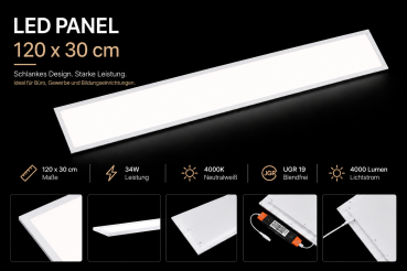 LED Panel SARA 34W 4000K weiß UGR 19